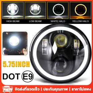 5.75 นิ้ว LED ไฟหน้าโปรเจคเตอร์ Halo แหวน H4 รถจักรยานยนต์ 5 3/4 "DRL เลี้ยวสัญญาณสําหรับ Harley Sportster Dyna Iron 883 Triumph โคมไฟ