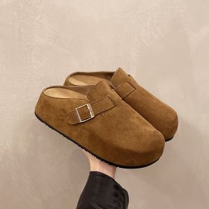 Free Shipping Thick-Soled Height-Increasing WomenS New Style Slip-On Mules With A Closed Toe Design Suitable For Wearing Outdoors