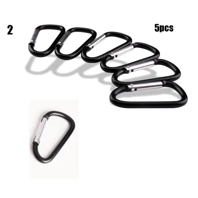 WAPKTY 5/10PCS Chất lượng cao Nhôm màu đen Trang thiết bị Móc cắm trại đi bộ đường dài Carabiner hợp Khóa móc khóa Nút leo núi