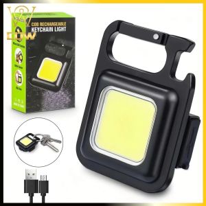 Mini LED Keychain Flashlight Multifunction Light USB Rechargeable Strong Outdoor Camping Lamp.