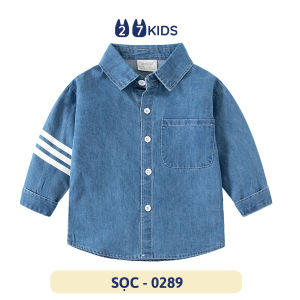 66 Áo sơ mi jean bé trai dài tay 27Kids WELLKIDS áo bò mềm cổ bẻ đi học nam cho trẻ từ 2-8 tuổi BLSH4