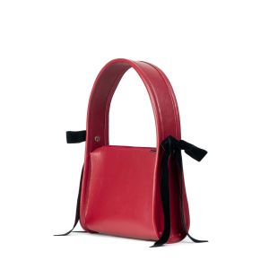 ITS MAGIA Clara Bag Leather Shoulderbag Redwine Detachable Bow Ribbon Coquette Pita