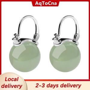 [COD] AqToCna Ship within 24 hours Ancient Style Jade Bead Earrings Gentle Fashion Temperament Ear Buckle For Women Girls Retro Earrings Jewelry Accessories Gifts