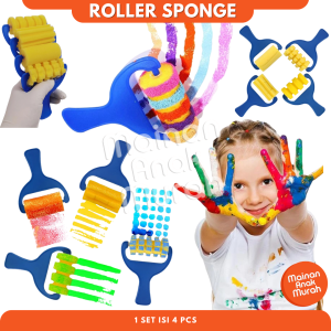 Roller Sponge Busa Roller Spons Melukis Anak / Mainan Edukasi Kids Painting Set Art Drawing Craft Brush Sponge Kuas Cat Alat Belajar Mewarnai Menggambar Anak