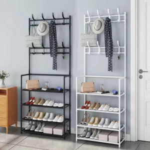Practical 4 - Tier Multifunctional Shoe Rack Organizer - Combines the Functions of a Floor Coat Rack and a Shoe Hat Rack Perfect for Home Entryway Organization