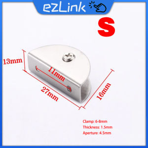 4pcs Stainless Steel Half Round Glass Clamps Shelves Half Round Glass Clips For Tempered Glass 6-8MM