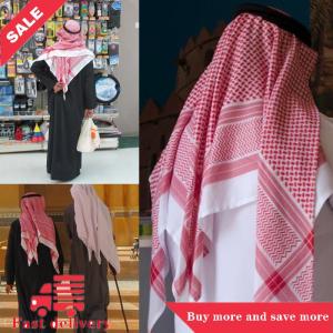 [COD] Muslim Men Plaid Print Headscarf Arab Dubai Turban Neck Wrap Arabic Middle East Desert Head cover Shawl