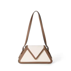 HESBROW - Costance Shoulder Bag Baru Tas Tangan Wanita Premium New Trapezoidal Desain Kulit PU dan Canvas - FREE BOX