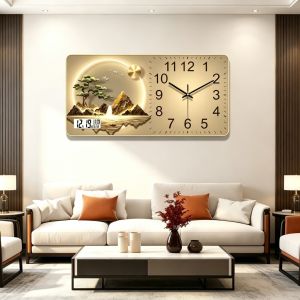 Minimalist Modern Clock Wall Art  High-End Feeling Living Room TV Background Wall Clock Painting Silent Wall Decor