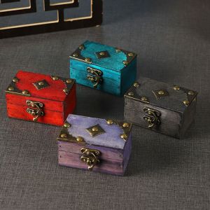JING Portable Buckle Jewelry Storage Box Small Size Oriental Style Wooden Jewelry Box Vintage Classical Trinket Chest Desktop Storage Box