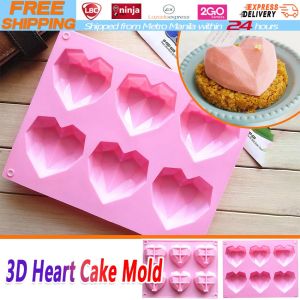 【Local Warehouse】3D DIY Mold Diamond Heart Shape Silicone Mold for Baking Cake Chocolate Fondant Soap Candle Molds for Pastry Pudding Jelly Diamond-Heart-Mold