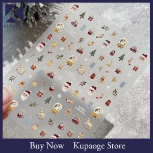 [Kupaoge] Cute Christmas Snowman Christmas Tree Santa Claus Nail Stickers Kawaii Art Stickers DIY New Year Accessories Manicure Decals