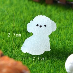 【Pphha】4Pcs Bichon Frise Car Ornament Luminous Cute Puppy Dashboard Center Console Dog Decoration Auto Interior Accessories