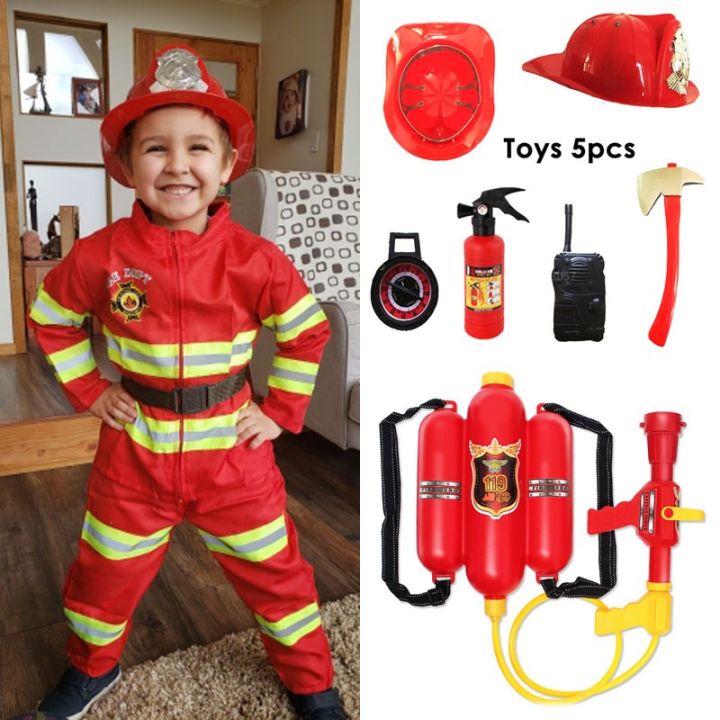 Halloween Firefighter Cosplay Costume For Kids Boys Girls Carnival