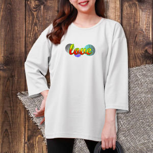 Atasan Kaos Wanita Dewasa Jumbo Oversize Lengan 3/4 Xxxl Korean Style Premium Murah Love Gear