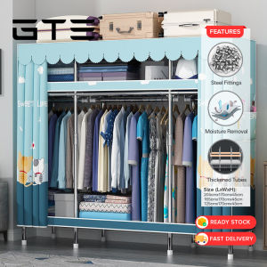 GTE Clothes Wardrobes Steel Diameter 20mm Cloth Wardrobe Almari Baju Rak Baju Bedroom Furniture Clothes Organization Multi Colour Design DIY Space Saving - Fulfilled by GTE SHOP