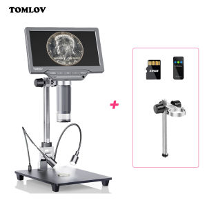 [🌷Local delivery🌷]TOMLOV 7 Digital Microscope 1200XLCD Digital Microscope for Entire Coin View Coin Microscope Compatible Mac/Windows Adults Soldering Microscope with 8 LED 32GB TF Card Remote Control DM201 SE