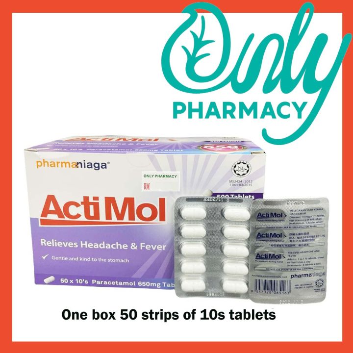 1 BOX Pharmaniaga Actimol 650mg 50x10s (500 Tablets) Paracetamol 650mg ...