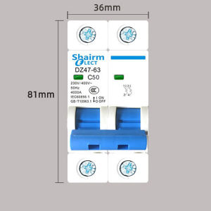 Air circuit breaker AC 2P 6A 10A 16A 20A 25A 32A 40A 50A 63A 230V-400V air switch circuit breaker With CE qualification certificate