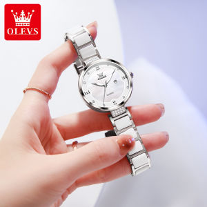 OLEVS Watch For Women Original Waterproof Korean Style Casual Fritillaria Dial Luxury Ceramic Strap Elegant Calendar Luminous Ladies Women