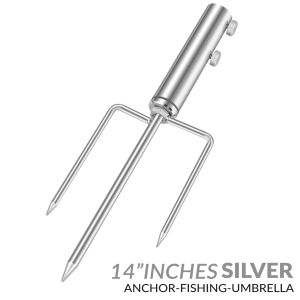 Umbrella Stand Anchor Stainless Steel Outdoor Beach Picnic Fishing Parasol Holder with 3 Adjustable Spikes Paku Payung