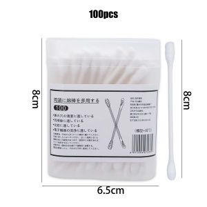 Dorisna 100Pcs/box New Cotton Swabs Japanese Earpick Cotton Swabs Clean Blackhead Ear Pick Disposable Double-ended Cotton Swabs