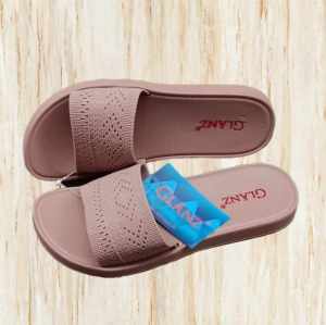 Sandal Selop Wanita Glanzz Motif Rajut Motif Geometris Warna Abu-Abu Ukuran 37-41