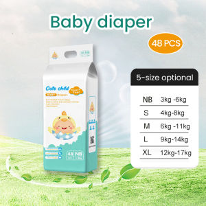 Cute Child 48Pcs Taped Baby Diapers NB S M L XL Breathable Comfortable Disposable Nappies for Newborn to Toddler