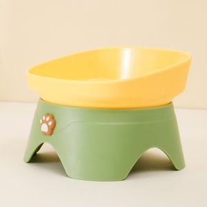 Pet Supplies Raised Design Tilted Cat Bowl Multifunctional Anti Spill Puppy Food Bowl Portable Cats Feeder Daily Feeding