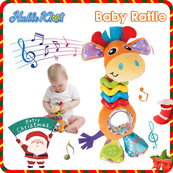 HelloKimi Baby Rattles Soft Plush Toys Handing BB Sounder Bell Giraffe