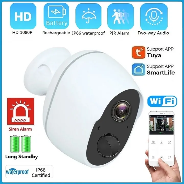 Tuya Smart 1080P Rechargeable Battery IP Camera Mini 2MP
