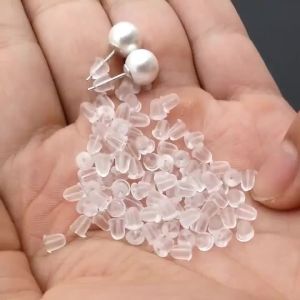Silicone Earring Backs 200 Pcs Soft Clear Hypoallergenic Replacement Stoppers for Stud Post Hoop Fishhook Earrings