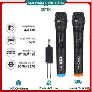 [BH 12 THÁNG - CHÍNH HÃNG ONTEK] Bộ 02 Micro không dây karaoke Ontekco E6s gold bản cao cấp Chuyên Dành Cho Mọi Loa Kéo Âm Ly Tần Số 50 Hát Nhẹ Êm Đa Năng