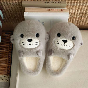WY-XIXITIAO Indoor Cotton Mop Cute Cartoon Little Sea Lion Comfortable Warm Bedroom Winter Couple Home Student Men and Women ins Cotton slippers