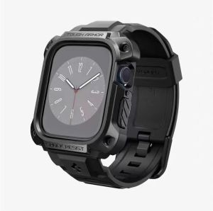 Spigen Titanium Armor Pro Metal Case + Silicone Strap for iWatch Ultra 2 49mm 45mm 44mm Watchband For Apple watch Ultra 9 8 7 6 5 4 SE Metal Case with Band