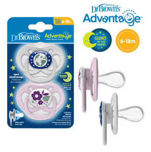 [ PA22003-INTL ] Bộ 2 ty ngậm Dr.Browns Advantage đầu tròn phát sáng dạ quang ( 6-18m )