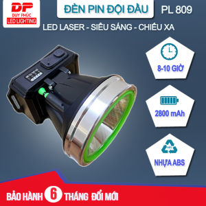 Đèn pin đội đầu LED LASER PL 809 - pin 16850 - sạc Type-C - soi xa mạnh - dùng ngoài trời