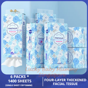 【6 Packs/Box】ManHua Camellia Hanging Tissue 4-Ply 1400 Sheets | Large Pack Tissue | Rainbow Culture