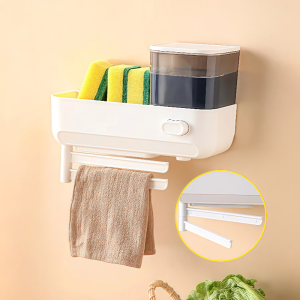 Sincecu 3in1 Soap Pump Dispenser with Sponge Holder Dishcloth Rag Hanger Kitchen Storage