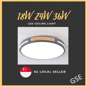 GSE 18W 24W 36W Nordic LED Minimal Ceiling Light Black White Wooden Frame - Daylight Warm White Tri-tone Macaron