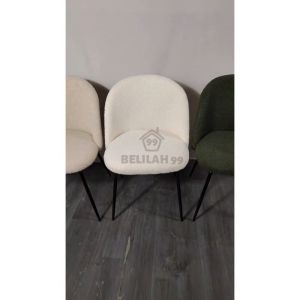 Belilah Minimalist Boucle Fabric Dining Chair Curvy Upholstered Cafe Chair Kerusi Makan
