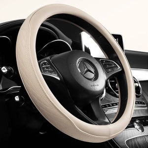 Embossed Napa Leather Car Steering Wheel Cover Anti-slip Perforated Breathable Universal 15 Inch (Approx. 38cm) Auto Accessories