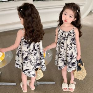 Korean Dress for Kids Girls Summer 2024 New High-quality Princess Dress Sleeveless Dress for Kids Girls 3 To 11