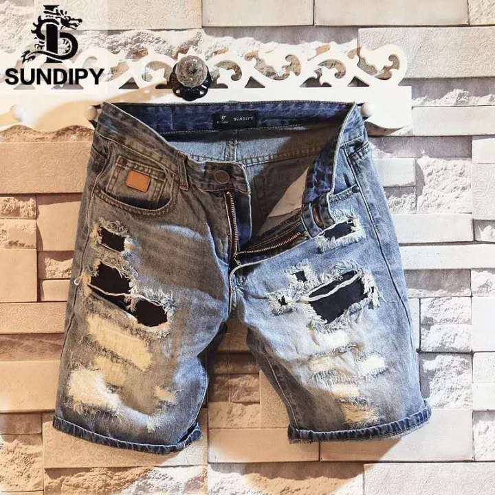 Tattered Ripped Denim Mens Fashion Daily outfit Attire Denim