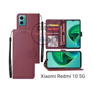 Casing Dompet Untuk Xiaomi Redmi 10 5G Case  Flip Cover Leather Premium Sarung Buku Hp