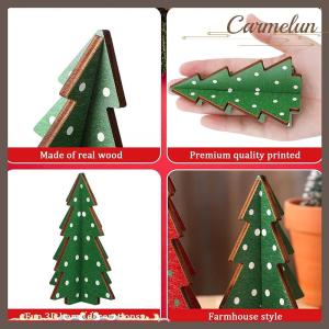 [Carmelun] โต๊ะไม้3ชิ้นประดับต้นคริสต์มาสแบบเรียบง่ายบ้านไร่ต้นคริสต์มาสที่ทำจากไม้ชิ้นกลางโต๊ะเล็กต้นคริสต์มาส