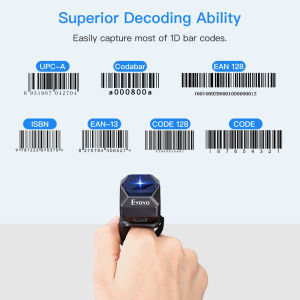 Eyoyo 2D สวมใส่แหวน Barcode Scanner Mini แบบพกพา3-In-1 USB และ2.4G Wireless & Bluetooth เครื่องสแกนลายนิ้วมือภาพ1D QR Code Reader PDF417 Data Matrix หน้าจอการสแกนสำหรับ iPad iPhone Android PC