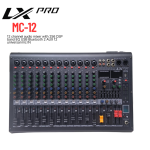 Professional Mixer MC-12 Channel 256 DSP effects The mixing console has up to 8 inputs built-in 48V phantom powelsupply.