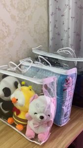 PL Transparent PVC Handbag - Bed Sheet Organizing Bags with Zipper - Waterproof Dustproof Large Capacity - Shirts Pants Storage Pouch - for Home Business Trip