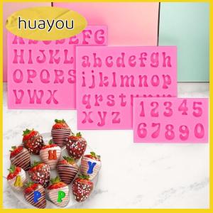 huayou แม่พิมพ์เค้กฟองดองทำจากซิลิโคนตัวเลขเป็นตัวอักษร3D อุปกรณ์ตกแต่งเค้กแบบ DIY แม่พิมพ์พิมพ์อบคุกกี้เยลลี่